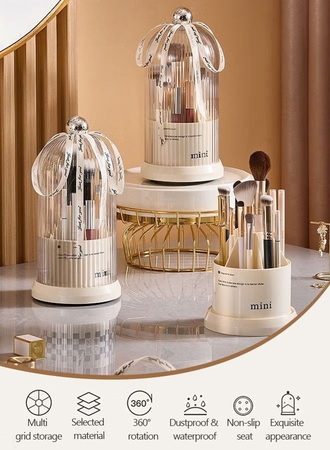 EETU 360 Rotating Desk Organizer,Rotatable Spinning Brush Holder,Dustproof Brush Organizer Dresser Desktop Holder For Daily Items - Image 2
